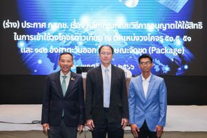 การรับฟังความคิดเห็นต่อ (ร่าง) ประกาศ กสทช. เรื่อง หลักเกณฑ์และวิธีการอนุญาตให้ใช้สิทธิในการเข้าใช้วงโคจรดาวเทียม ณ ตำแหน่งวงโคจร 50.5 51 และ 142 องศาตะวันออก ในลักษณะจัดชุด (Package)