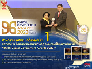 สำนักงาน กสทช. คว้าอันดับที่ 1 ของประเทศ ในหน่วยงานภาครัฐ ระดับกรมที่ให้บริการเป็นหลัก "รางวัล Digital Government Awards 2023"